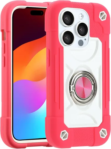 Miniatura 76 de MARKILL Funda compatible con iPhone 15 de 6.1 pulgadas con soporte integrado, [grado militar resistente de cuerpo completo] protección contra Rosa