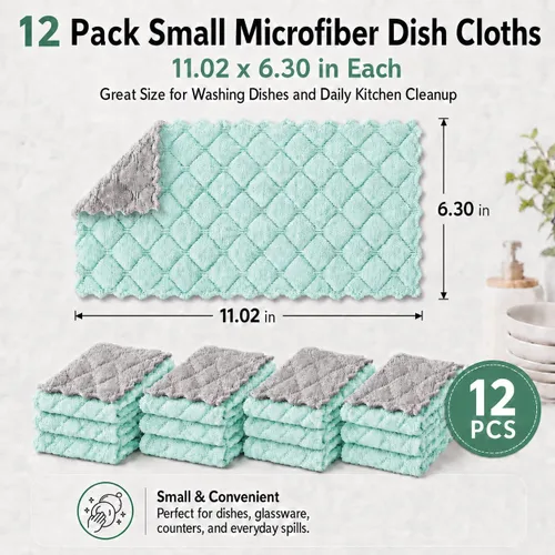Miniatura 2 de kimteny Paquete de 12 Paños de Cocina para Platos, Paños de Cocina Premium, Paños de Cocina de Terciopelo Coral Súper Absorbentes, Antiadherentes al