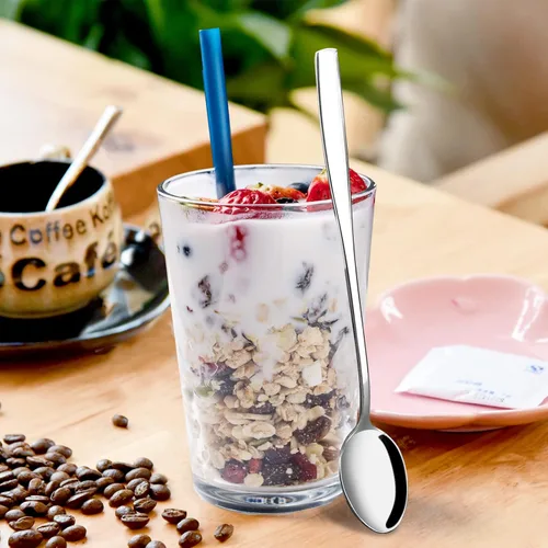 Miniatura 5 de Cuchara de té de crema helada de acero inoxidable de mango largo, juego de 12