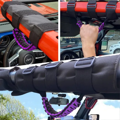 Miniatura 6 de 4x asas de agarre de barra enrollable para Jeep Wrangler YJ TJ JK JKU JL JLU Sports Sahara Freedom Rubicon Unlimited X Gladiator JT 1955-2022 UTV