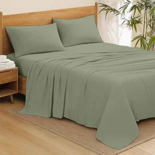 Miniatura 119 de Shreem Linen Olympic - Juego de sábanas tamaño Queen de 66 x 80 pulgadas, 100% algodón egipcio, juego de ropa de cama de 4 piezas, se adapta a Azul