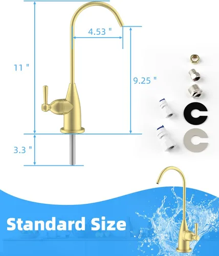 Miniatura 6 de Hibbent Grifo de Agua Potable para Barra y Fregadero de Cocina, Grifo de Ósmosis Inversa RO de Acero Inoxidable para Sistema de Filtración Bajo