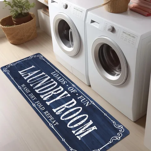 Miniatura 8 de Falflor Alfombra de pasillo de lavandería de 20 x 59 pulgadas, antideslizante, impermeable, alfombra de entrada duradera para cocina, lavadero