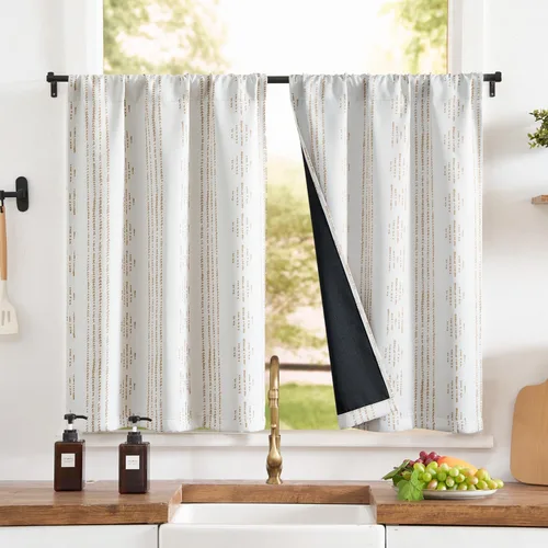 Miniatura 21 de Jinchan - Cortinas opacas del 95% para cocina estilo boho, cortinas de 24 pulgadas para cafetería, cortinas pequeñas estilo bohemio para dormitorio