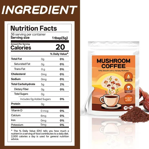 Miniatura 2 de Café instantáneo de hongos con melena de león y cordyceps - Enfoque y apoyo energético, refuerzo inmunológico y cognitivo, polvo alternativo de café