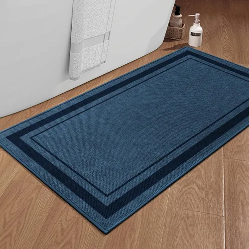 Miniatura 29 de chakme Juego de 2 alfombras de baño ultrafinas, absorbentes, antideslizantes, lavables a máquina, color beige oscuro, 17 x 24 pulgadas + tapete