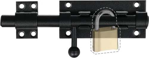Miniatura 8 de JQK Pestillo de puerta de perno deslizante negro, 6.3 pulgadas (grosor 0.094 in) Perno de barril de acero inoxidable 304 resistente con orificio