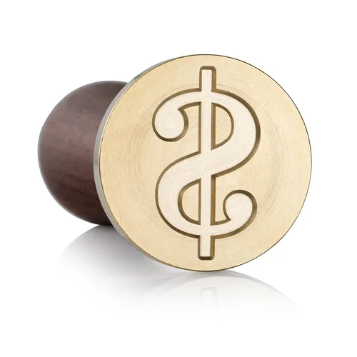 Miniatura 2 de Mceal Sello de cera, cabeza de latón con mango de palisandro, 1.2"(30mm) de diámetro, (signo de dólar)