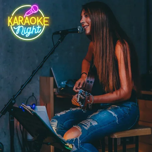 Miniatura 7 de Letrero de Neón para Noche de Karaoke Decoración de Sala de Música Letrero LED de Bar de Karaoke para Decoración de Pared Karaoke En Vivo Al Aire