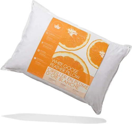 Miniatura 2 de Canadian Down & Feather Co. - Almohada de plumas de ganso blanco de soporte medio, tamaño estándar, carcasa de 255 hilos, 100% algodón, relleno