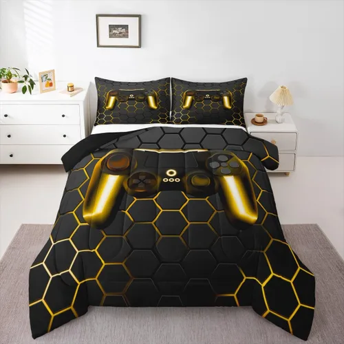 Miniatura 15 de Edredón de videojuegos para niños y adolescentes, juego de ropa de cama individual, juego de edredón para niños y jugadores, decoración del hogar