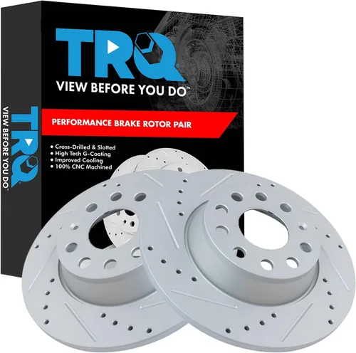 Miniatura 313 de TRQ Juego de rotores de freno de rendimiento trasero con revestimiento G premium compatible con Mazda 6 2014-2021