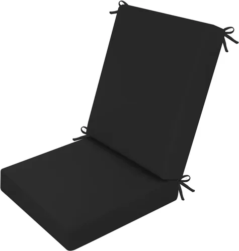 Miniatura 21 de idee-home Juego de 2 cojines para sillas de exterior, 17 x 17 pulgadas de grosor, en forma de D, cojines de asiento impermeables con lazos