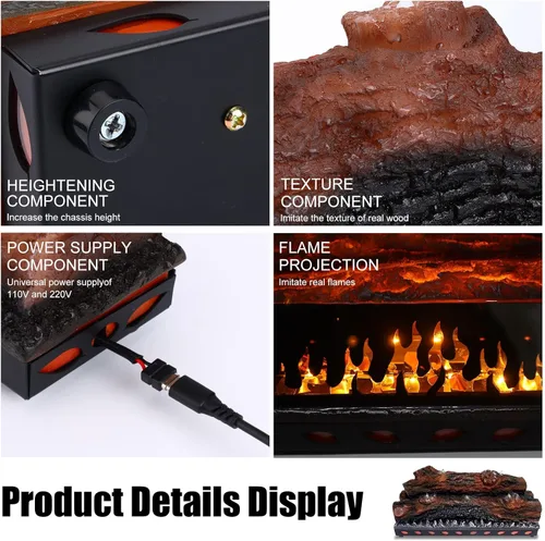 Miniatura 4 de Troncos para chimenea eléctrica con efecto de llama realista, luz de llama LED en forma de vela, chimenea eléctrica alimentada por USB, control