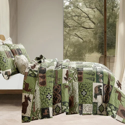 Miniatura 4 de Juego de colchas tamaño king, colcha rústica para cama, cubrecama de colcha king, ropa de cama de cabaña de campo, colcha de retazos, colcha ligera