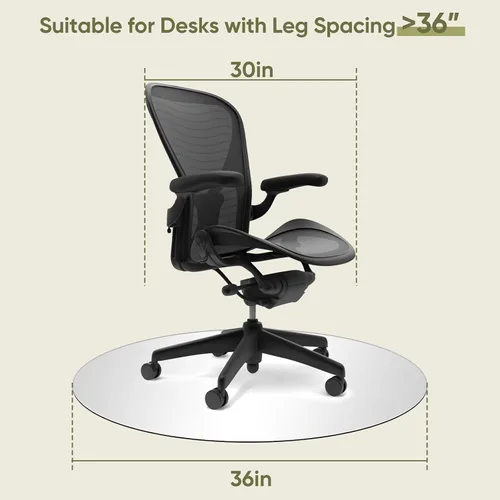 Miniatura 6 de Tapete redondo para silla de oficina para alfombra y madera dura, mejorado de 36 x 36 pulgadas, tapete de vidrio templado de doble uso para silla