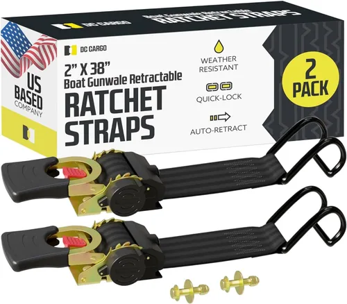 Miniatura 12 de DC Cargo Mall Correas de trinquete retráctiles automáticas atornilladas – (paquete de 2) 1 pulgada x 6 pies – 600 libras de resistencia a la rotura
