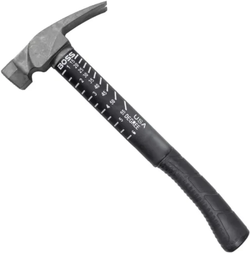 Miniatura 13 de Boss Hammer Martillo de titanio Ti64 de grado de construcción de 10 oz. con mango de fibra de vidrio Tough-Fiber resistente que absorbe los golpes
