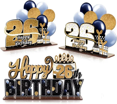 Miniatura 85 de LINGTEER Feliz 10º Cumpleaños Juego de Centros de Mesa de Acrílico Azul para Mesa - Brindemos por Diez Años Decoraciones de Regalo de Fiesta de 10º