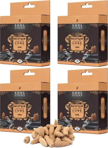 Miniatura 24 de Soul Sticks Conos de incienso de reflujo – 40 conos orgánicos hechos a mano para quemador de cascada Paquete de 4 aromas aromáticos de larga Go