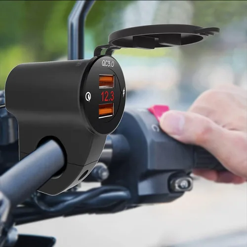 Miniatura 9 de Riloer Impermeable 12V motocicleta QC3.0 Dual USB cargador puertos adaptador de corriente con voltímetro digital para teléfonos inteligentes