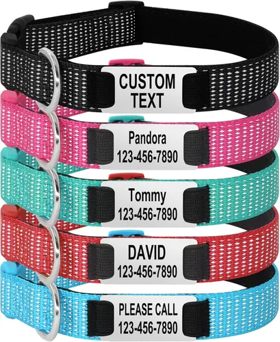 Miniatura 7 de Collares reflectantes personalizados para perro, collar de identificación de acero inoxidable grabado personalizado, collar de identificación