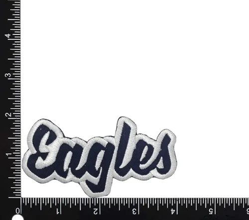 Miniatura 8 de (2 x 4 pulgadas) Eagles, espíritu de equipo, bordado, parche para planchar (sarga blanca/contorno verde)