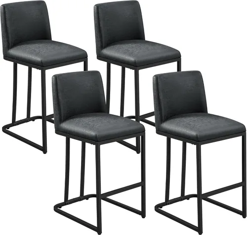 Miniatura 11 de Yaheetech Juego de 2 taburetes de bar, taburetes de cocina de altura de mostrador de 24 pulgadas, sillas de bar tapizadas de cuero modernas