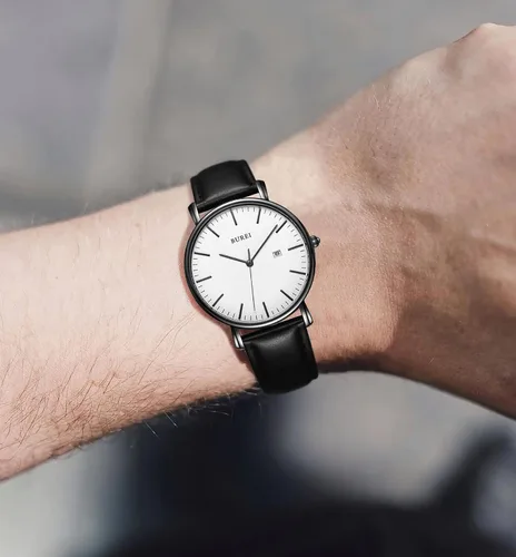 Miniatura 5 de BUREI - Reloj de pulsera analógico para hombre con fecha, extensible de malla de acero inoxidable