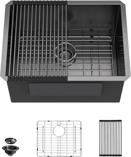 Miniatura 10 de Fregadero de lavandería de montaje inferior 23 pulgadas x 18 pulgadas, lavabo bajo encimera, calibre 16, acero inoxidable 304, 12 pulgadas