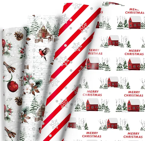 Miniatura 19 de Dtiafu Papel de Regalo Navideño Afroamericano Papel de Regalo Negro de Papá Noel a Granel Diseños Lindos de Navidad para Personas Negras