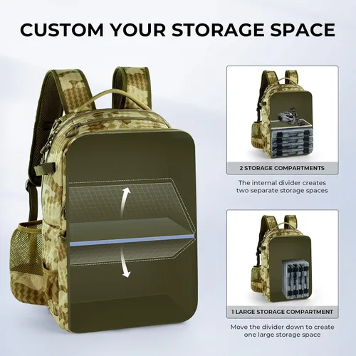 Miniatura 8 de KastKing BaitSpace 50L Mochila para equipo de pesca con encuadernador de cebo removible, 2 soportes para cañas, almacenamiento para equipo y H