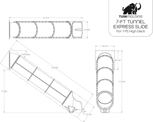 Miniatura 2 de Tobogán Tunnel Express de 7 pies para juegos - Cerrado, seguro y emocionante TUSK Strong℠ (verde)