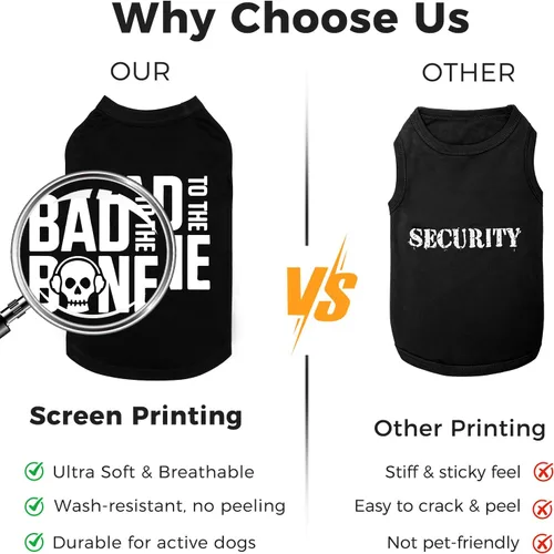 Miniatura 4 de BINGPET Bad to The Bone - Camiseta de algodón suave para cachorros, transpirable, ligera, para disfraz de perro, chaleco sin mangas, lavable a
