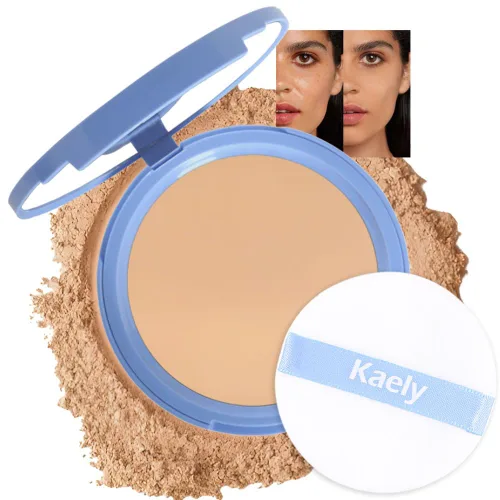 Miniatura 8 de evpct Polvo facial prensado para control de aceite, compacto para mujeres, base de maquillaje translúcida para mujeres, impermeable, de larga