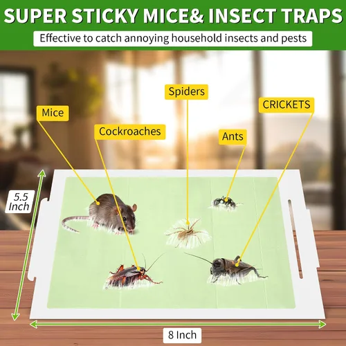 Miniatura 3 de Qualirey Paquete de 10 trampas adhesivas para ratones, trampas verdes de alto contraste para ratones para interiores para el hogar, preperfumadas