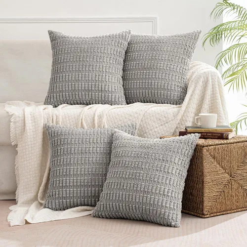 Miniatura 18 de MIULEE Juego de 4 fundas de almohada decorativas de pana estilo bohemio de primavera de 18 x 18 pulgadas para sofá, sala de estar, sofá y cama