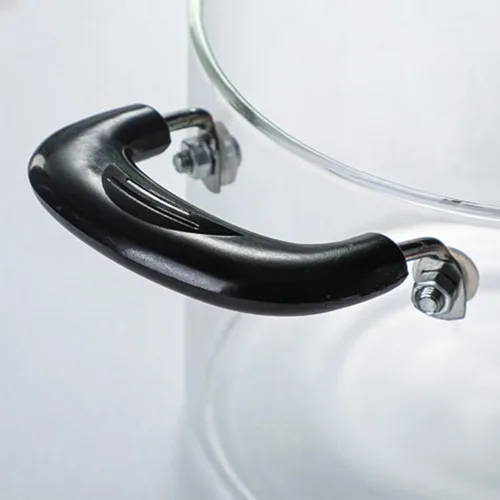 Miniatura 7 de Cacerola de vidrio con tapa, resistente al calor, olla de cocina de vidrio de borosilicato de madera con doble asa, cristalería transparente
