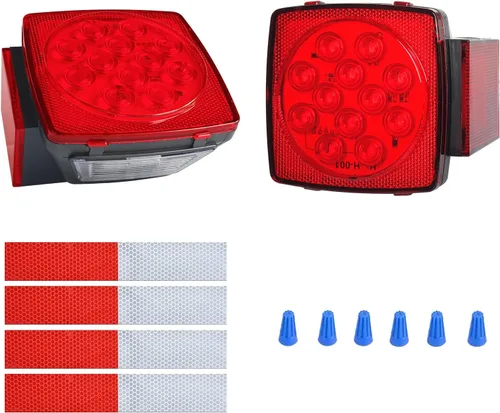 Kit de luces LED sumergibles para remolque de 12 V, luces traseras superbrillantes para cámper, camión, RV, marina, motos de nieve de menos de 80