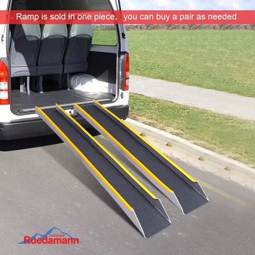 Miniatura 2 de Ruedamann Rampas de aluminio de 60 pulgadas para cortacéspedes, 1 rampa de carga ligera y resistente antideslizante de 5 pies de largo