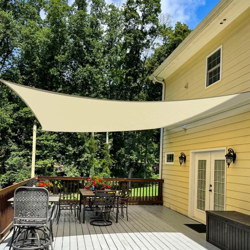 Tang Sunshades Depot - Toldo cuadrado permeable (6.35 oz/m²), color beige, azul, marrón, amarillo, verde oscuro, beige a rayas y blanco a rayas