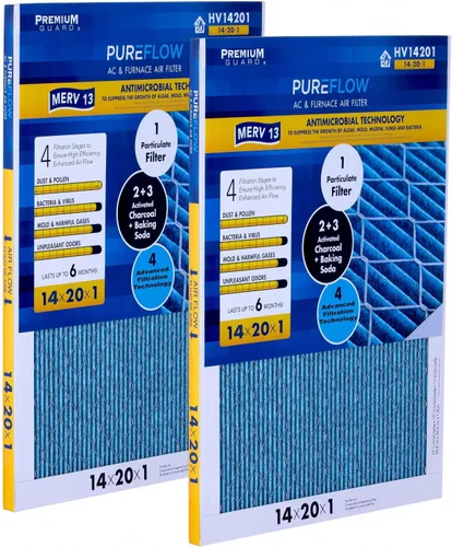 Miniatura 18 de PureFlow - Filtro de aire para horno doméstico de 12 x 12 x 1, con 4 capas de tecnología de filtración avanzada, MERV-13 paquete de 2