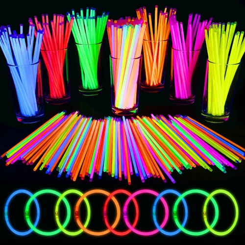 Mega-L Glow Sticks suministros de fiesta, recuerdos de fiesta que brillan en la oscuridad, 100 collares ultra brillantes de 8 pulgadas y pulseras