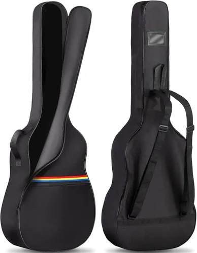CAHAYA Funda para guitarra acústica y clásica, color negro, 41 pulgadas, rojo, amarillo y azul
