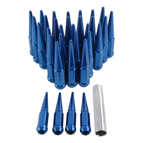 Miniatura 7 de Tuercas de pico con paso de rosca 9/16-18, 32 piezas, azules, asiento cónico con 1 llave de tuerca, reemplazo para Dodge Ram 1500 2500 3500