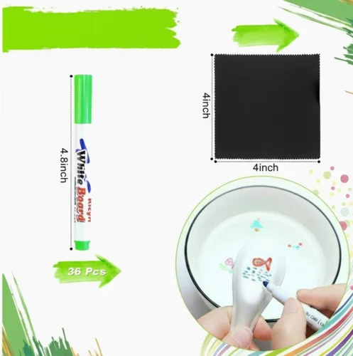 Miniatura 2 de Teling Paquete de 36 bolígrafos mágicos flotantes para niños, 12 colores, para crear marcadores de pintura al agua con toalla, arte de bricolaje