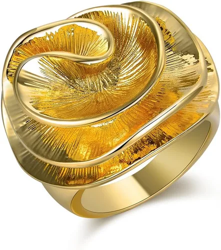 Aprilery Anillos de oro y plata para mujer, anillos gruesos chapados en oro, anillos cuadrados de metal ancho, anillos cuadrados de cóctel, regalos