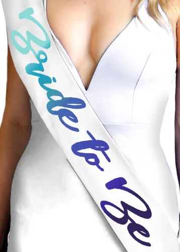 Miniatura 19 de Something Blue Gift for Bride To Be Sash - Banda de satén de grado nupcial - Decoraciones de despedida de soltera azul turquesa, Juego de 2 piezas