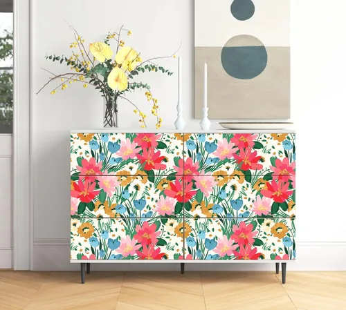 Miniatura 4 de Papel tapiz floral removible botánico de primavera para baño, papel tapiz botánico para inquilinos botánicos, papel tapiz de contacto de flores