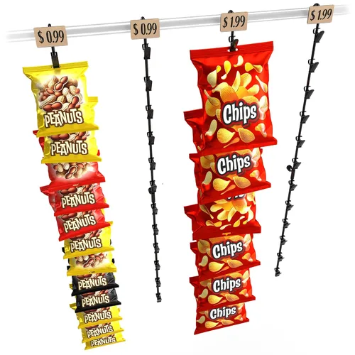 Miniatura 9 de Soporte de exhibición multifuncional para papas fritas, organizador de bolsas de aperitivos para venta al por menor y despensa